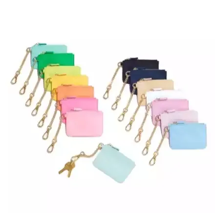 Mini pochette à pièces en Nylon avec patchs de lettres, porte-clés de mode, portefeuille de Stock, porte-monnaie personnalisé