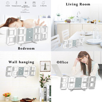 Despertador Digital grande recargable por USB, reloj de pared LED 3D con alarma de repetición