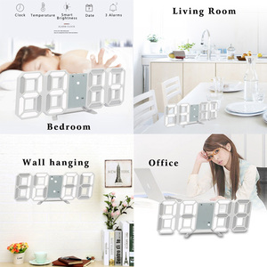 USB 충전식 대형 디지털 스누즈 알람 3D <span class=keywords><strong>LED</strong></span> 벽시계 - Product Image 4