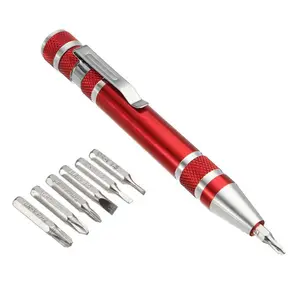 8 In 1Multi Pocket Precisie Schroevendraaier Bit Set Aluminium Pen Pocket Schroevendraaier Precisie Gadgets Reparatie Tool