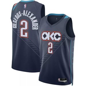 Camiseta de baloncesto Oklahoma City Thunder Shai Gilgeous-Alexander Youth Navy City Edition Swingman para niños, con cuello en V y absorción de humedad - Product Image 1