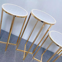 Ensemble de socles cylindriques en métal blanc pour table de desserts de mariage ou d'anniversaire
