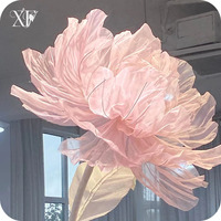 Bunga Raksasa Warna Pink dari Kain, Dekorasi Bunga Raksasa untuk Dekorasi Pernikahan, Acara, dan Stand Bunga Dekoratif