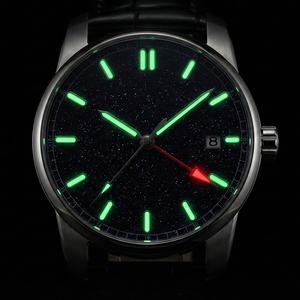 Reloj de Pulsera Mecánico para Hombre, Diseño Simple, Correa de Cuero, Esfera de Aventurina de Lujo, Luminoso, con Fecha y Día, Automático 8215 GMT, Personalizable OEM - Product Image 2