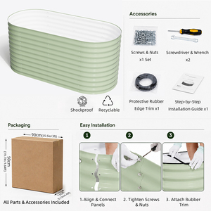 Bac à légumes ovale surélevé ergonomique de 34 pouces, jardinière en métal résistant à la rouille pour pommes de terre et carottes, usine OEM/ODM - Product Image 6