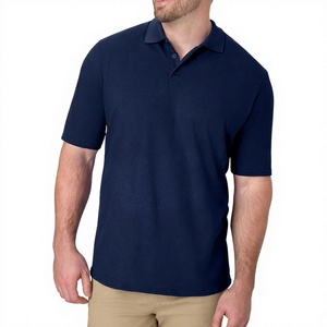 Men's <b>Navy</b> <b>Blue</b> Half Sleeve for <b>Shirt</b> 100% Cotton Pique Knitted Quick Dry Breathable Casual Solid Design Regular Fit 200g - Product Image 1