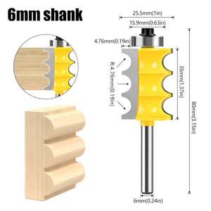 Vástago <span class=keywords><strong>triple</strong></span> de 1/4 "y 1/2" y <span class=keywords><strong>triple</strong></span> <span class=keywords><strong>flauta</strong></span> de 2 bits, brocas de enrutador de moldeo grandes, juego de brocas de enrutador de cuchillo de línea para madera - Product Image 4