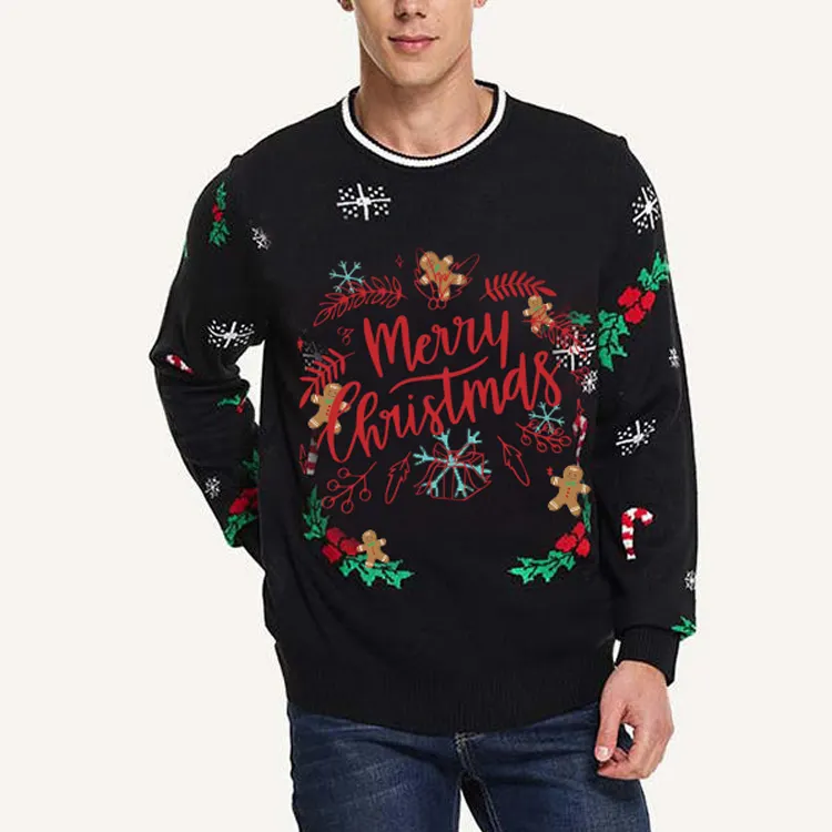 Custom Cute Funny Wintertime Sweater Xmas Gift Parties Holiday Knitted Pullover Christmas Sweaters for Men