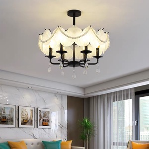 French Light Luxury Ceiling Lamp CreamxStyle Bedroom Round Retro Glass <strong>Crystal</strong> Livi - Product Image 2