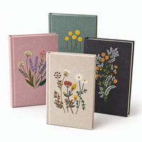 Carnet personnalisé en tissu de lin brodé, couverture rigide, A5/A6, 100 feuilles, reliure cousue, motif floral, cadeau