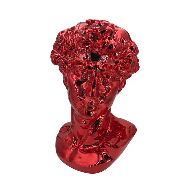 Wholesale Shiny Red David Bust Head Mold High Fashion Bling Home Decor Luxury Resin Crafts Supplier