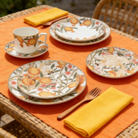 En gros, Service de table en céramique motif Grenade et Perroquet, Assiettes en porcelaine fine personnalisées, Tasses à thé et à café avec soucoupes, Ensemble de vaisselle