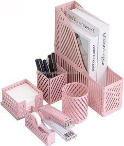 <span class=keywords><strong>Grapadora</strong></span> de escritorio de acrílico transparente, juego de alcantarillado para libros, accesorios de oficina, grapas, encuadernación de libros de plexiglás de Color rosa, hecho de Metal y plástico - Product Image 5