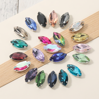 Strass en verre Selina Crystal en forme d'œil de cheval, couleur argent, pour accessoires vestimentaires, chaussures, chapeaux, sacs, robes de mariée