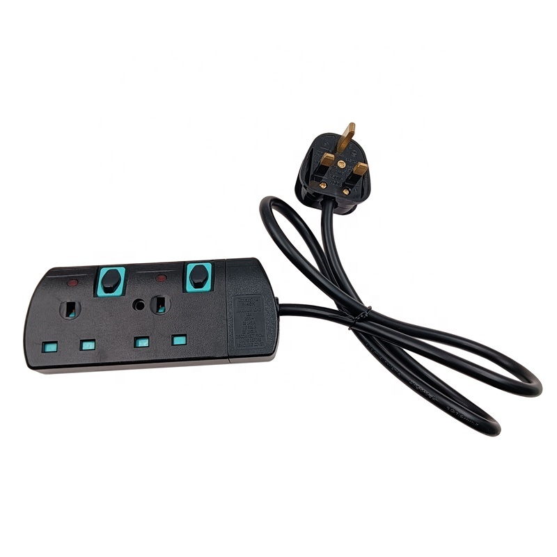 UK 2-Gang <strong>Extension</strong> <strong>Lead</strong> Power <strong>Sockets</strong> with Individual Switches, <strong>1m</strong>