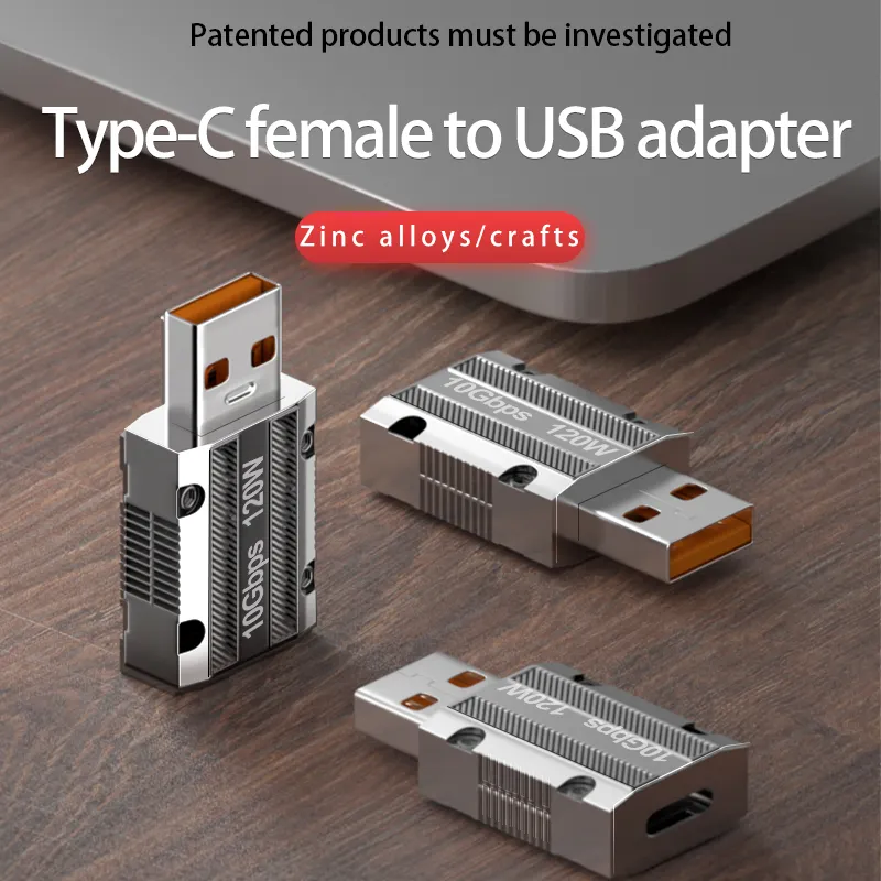 อะแดปเตอร์ OTG 120วัตต์ USB To Type-C,อะแดปเตอร์ USB 3.0ตัวผู้ไปยัง USB C อะแดปเตอร์ผู้หญิงถ่ายโอนข้อมูล10GBps สำหรับแล็ปท็อปและโทรศัพท์