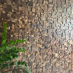 En promotion : Panneaux muraux en mosaïque 3D en noyer noir massif, motif personnalisé pour la décoration intérieure commerciale des restaurants - Product Image 4