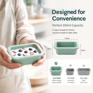Boîte de conservation alimentaire en silicone avec logo personnalisé, 250 ml, OEM, boîte de préparation de repas personnalisée, compatible congélateur et micro-ondes, vente en gros - Product Image 1