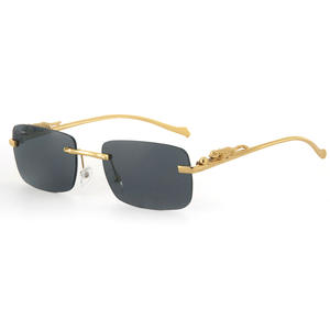 Nuevas Gafas de Sol sin Montura para Hombre y Mujer, Gafas de Sol de Diseño Moderno, Gafas de Sol Metálicas con Cabeza de Leopardo - Product Image 2