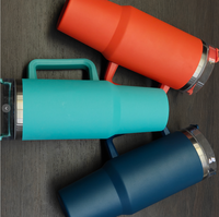 Mug isotherme personnalisé avec logo, 40 oz, double paroi, en acier inoxydable 304, avec couvercle anti-fuite sans BPA, paille et poignée, pour voyage et bureau
