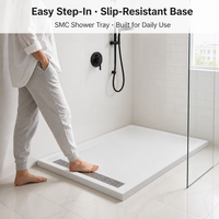 Base de douche rectangulaire SMC, bac de douche plat antidérapant, surface antidérapante, fabrication OEM, drain linéaire carré pour hôtel