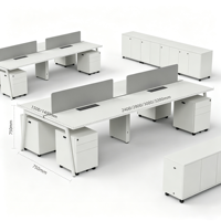 Poste de travail de bureau modulaire moderne pour 4 personnes avec écran de confidentialité et tiroirs de rangement pour bureau à aire ouverte