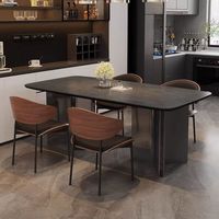 Table à manger en dalle de pierre pour usage domestique, petits salons, style italien, nouvelle collection 2026, luxe léger, moderne, minimaliste, rectangulaire, 6 places