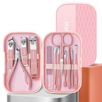 Ensemble de manucure et pédicure 12 pièces, kit de coupe-ongles en acier au carbone, pince à cuticules, ciseaux de manucure, ensemble d'outils pour les ongles avec étui de rangement