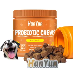 HANYUN Private Label probióticos Soft Chews Melhor Pet Probióticos Para Cães e Gatos Saúde intestinal Com Abóbora Em Pó