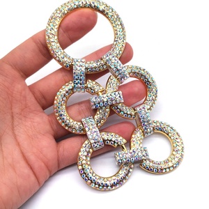 2024 nuevo caliente Aurore Boreale Cristal Diamantes de imitación accesorios de baño Aleación de Metal círculo Bikini conector anillo hebillas cinturones bolsas - Product Image 4