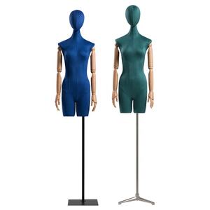 <span class=keywords><strong>Maniquíes</strong></span> de terciopelo coloridos para mujer, vestido de medio cuerpo para mujer, Torso ficticio envuelto en piel de venado con soporte de Metal de madera, 10 Uds., 5 uds. - Product Image 3