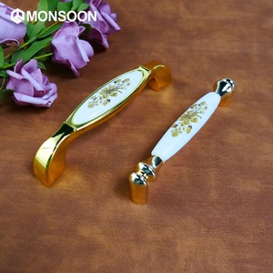 Poignées de meubles de luxe en alliage de zinc et céramique pour armoire, cuisine, tiroir, placard, chambre à coucher, salle de bain, contemporaines - Product Image 2