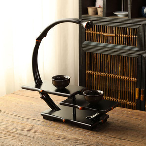 Étagère de présentation ronde en forme de bambou avec joints décoratifs, type sur pied, pour l'affichage d'objets artisanaux dans un salon de style chinois - Product Image 4