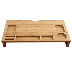 Support d'écran en bambou avec organisateur de rangement, support pour <span class=keywords><strong>ordinateur</strong></span> <span class=keywords><strong>portable</strong></span>, téléphone <span class=keywords><strong>portable</strong></span>, téléviseur, <span class=keywords><strong>imprimante</strong></span>, support de bureau, conteneur pour écran - Product Image 1