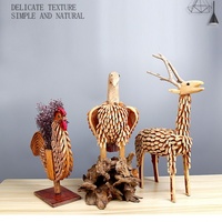 Handgemaakt wilgenhouten dierenfiguurtje, rustiek houten ambachtelijk ornament, tafeldecoratie, cadeau