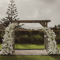 Fleur artificielle en soie blanche faite à la main pour arche de mariage, arche en forme de corne, toile de fond, décoration de mariage
