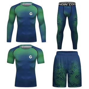 Custom Print Rash Guard Compression Quickly Dye Surf Swimming Sportswear for Men MMA Shorts Pants Boxing Kit