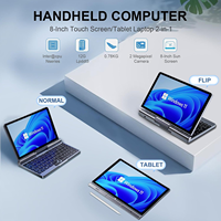 Nouvel ordinateur portable réversible Intel de 8 pouces N100 DDR5 Windows 11 Pro Écran tactile Divertissement Utilisation pratique au bureau 2 en 1
