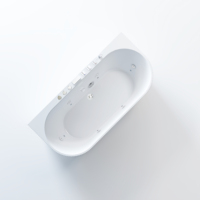Baignoire de massage autoportante écologique en acrylique avec jets d'air, oreiller et accoudoirs pour salle de bain moderne et spa
