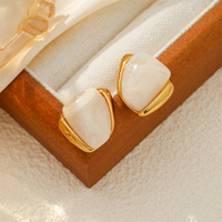 Boucles d'oreilles clous en acier inoxydable avec résine couleur Morandi pour femme, accessoires tendance en PVD 18K, bijoux féminins à la mode, cadeau