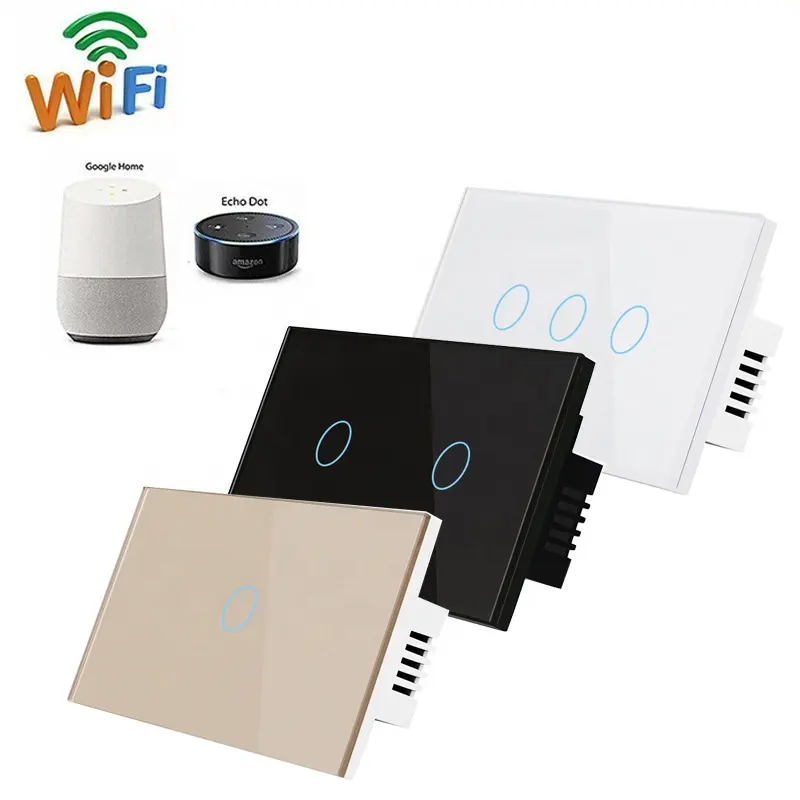 US Type Home Electrical Device Switches Smart interruptor interrupteur glass switch wifi controlled light touch 1/2/3 gang