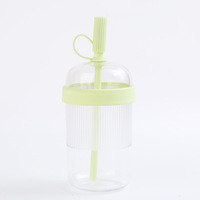 Nouvelle tasse à boisson transparente anti-fuite personnalisée de 540 ml pour jus de boba, sans BPA, réutilisable, en plastique, avec paille, pour les voyages