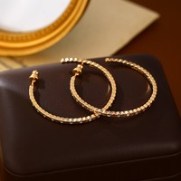 Anting Hoop Besar Honeycomb Cubic Zirconia Warna Perak Berlapis Emas Asli Perhiasan Telinga Mewah untuk Wanita Grosir