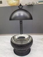 Plat à chafing rond de luxe doré de style arabe, chauffe-plat de buffet suspendu en acier inoxydable de 8 L pour restaurant, hot pot et réceptions de mariage
