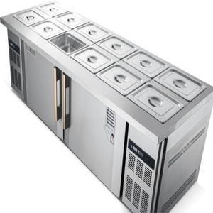 Nouveau modèle Réfrigérateur et congélateur Offre spéciale Congélateur en acier inoxydable pour bar à salade Grande <span class=keywords><strong>table</strong></span> de préparation de pizzas <span class=keywords><strong>Réfrigérée</strong></span> pour restaurant - Product Image 1
