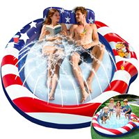 Lit flottant double gonflable avec pare-soleil à pulvérisation pour adultes, en PVC, modèle PSC - Chaise longue de piscine extérieure