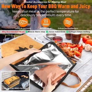 Couverture de repos pour viande de barbecue, accessoires pour fumoir, couverture isolante pour viande, sac de repos réutilisable pour viande grillée avec large ouverture - Product Image 2