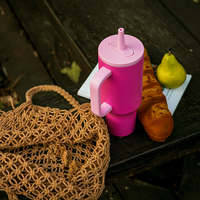 Offre Spéciale Été : Gobelet Isotherme 40oz pour Voiture, en Acier Inoxydable 304, avec Couvercle à Paille et Poignée – Tasse de Voyage pour Bière