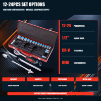 Fournisseur direct d'usine OEM/ODM – Jeu de clés à douilles robustes en acier au chrome-vanadium de 24 pièces avec mallette rigide pour diagnostic automobile