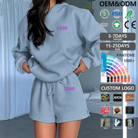 Ensemble sweat à capuche et short pour femme, tendance et décontracté, idéal pour le quotidien, personnalisable avec logo